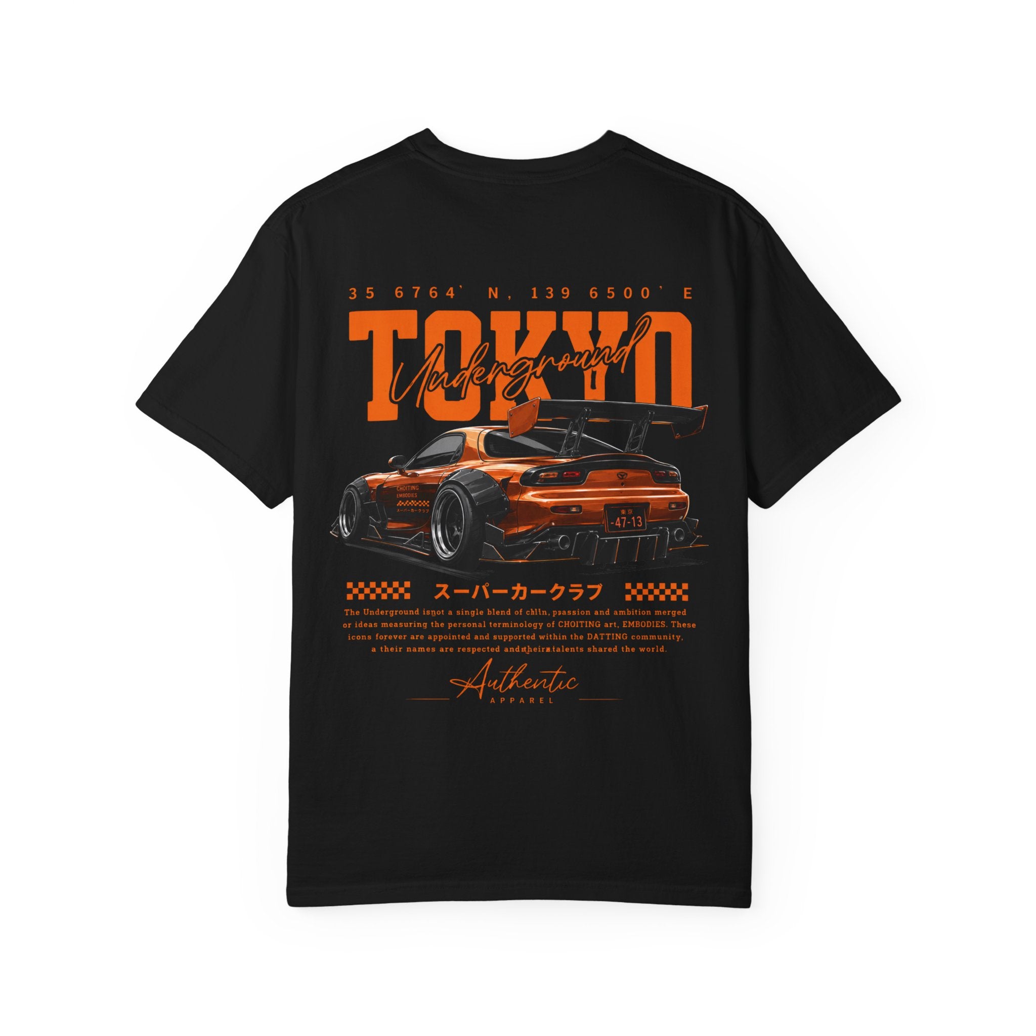 Tokyo Underground Racer T-Shirt — Orange Sports Car Graphic