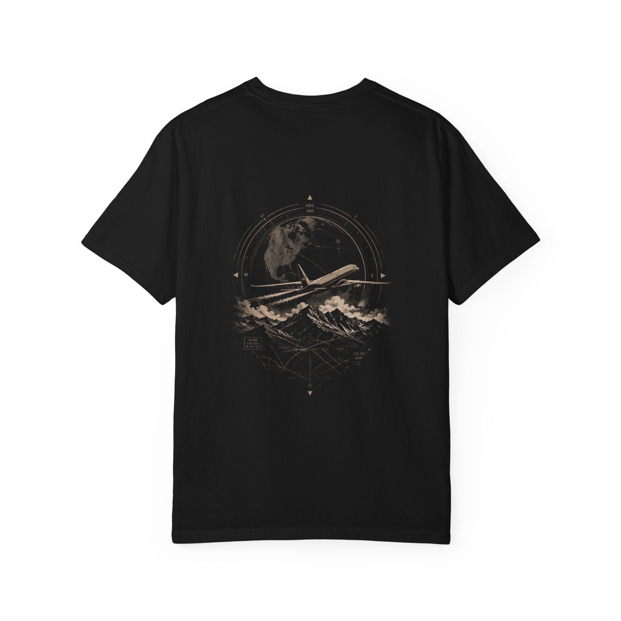 Aviation Night Sky Unisex T-Shirt — Plane Over Moon Graphic